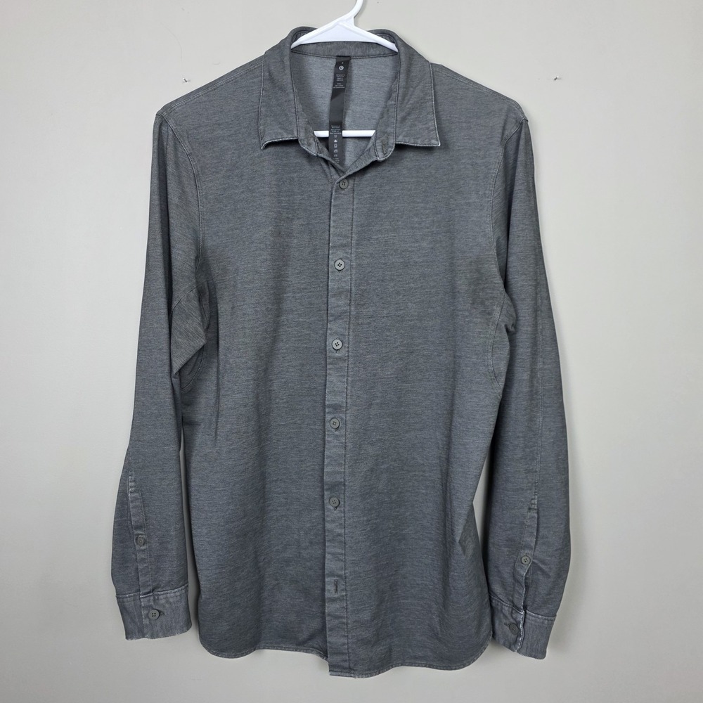 Lululemon Commission Button Up Shirt Mens S Gray Wash Long Sleeve Stretch
